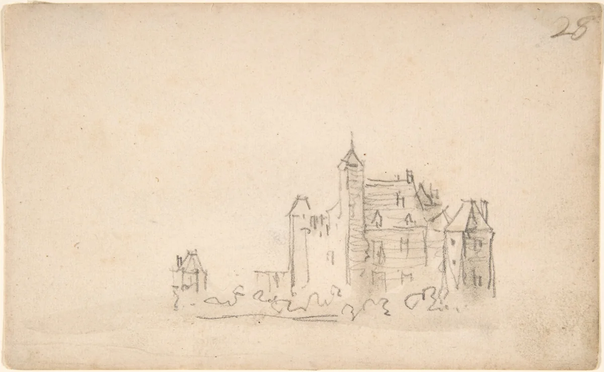 A Castle (on the Rhine?) by Jan van Goyen, drawing, 1616-1656