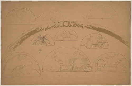 Studies for Lunettes [recto] by Charles Sprague Pearce, drawing, 1890-1897