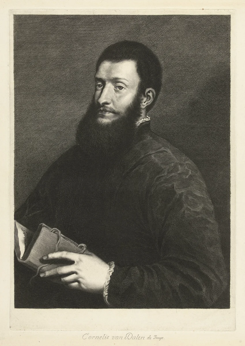 Portret van dichter Pietro Aretino by Cornelis van Dalen, print, 1648-1664