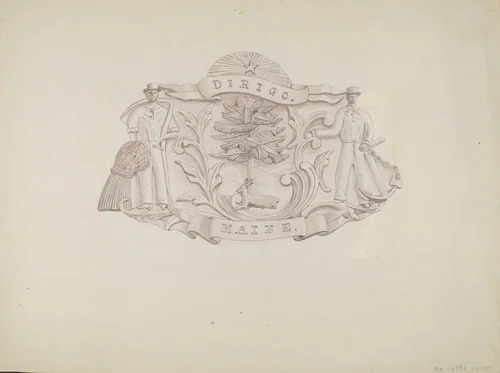 State of Maine Seal by Flora Merchant, index of american design, 1935-1942