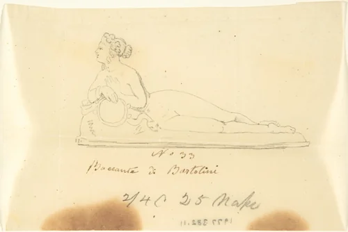 Sketch of a statue: Bacchante by Bartolini by John Gibson, drawing, 1845-1855