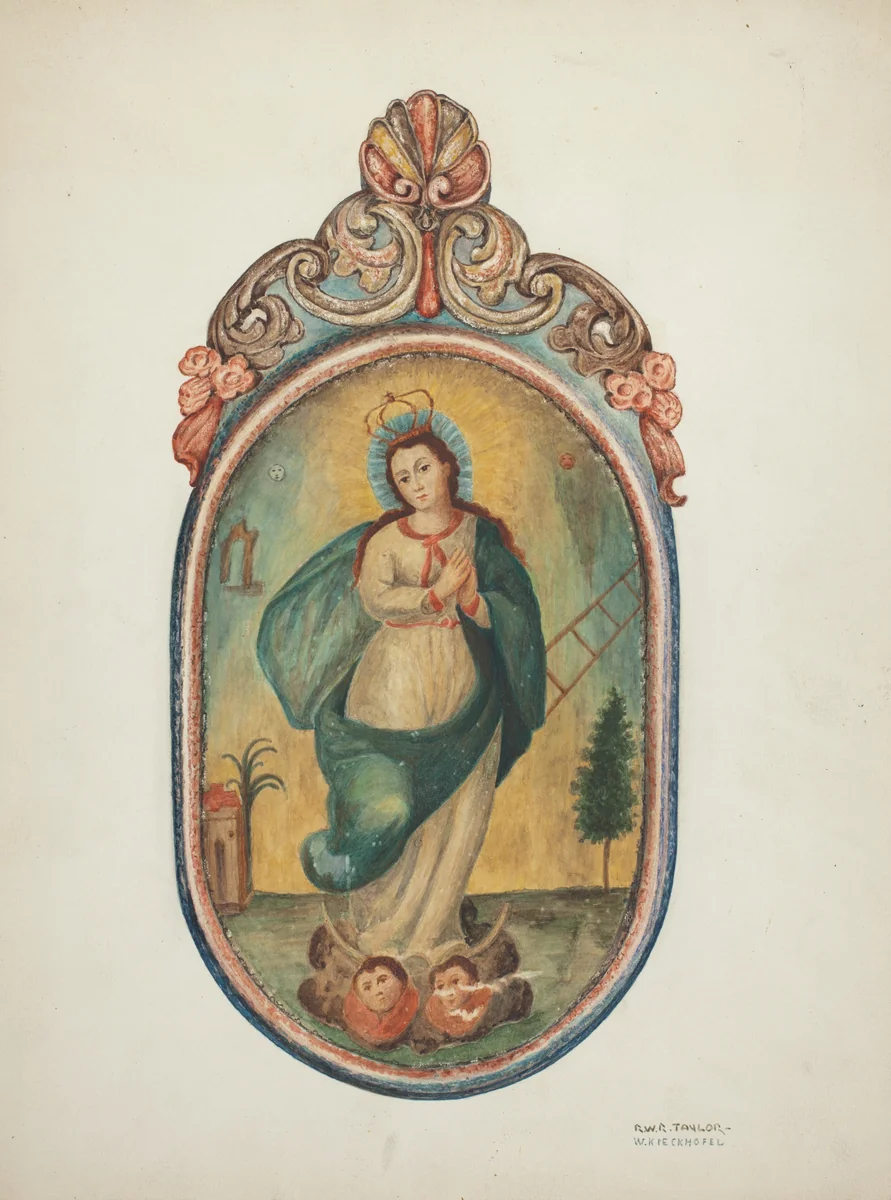 Santo de Retablo (Virgin Mary) by Robert W.R. Taylor; William Kieckhofel, index of american design, 1939-1940