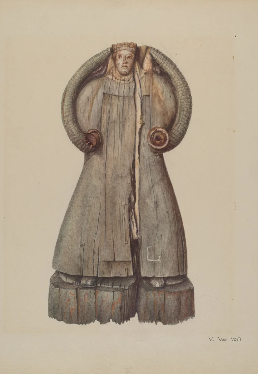 Carved Statue of the Virgin Mary by Vera Van Voris, index of american design, 1939
