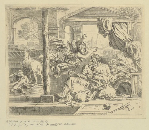 The Dream of Saint Joseph by Sébastien Bourdon, print, 1653-1657