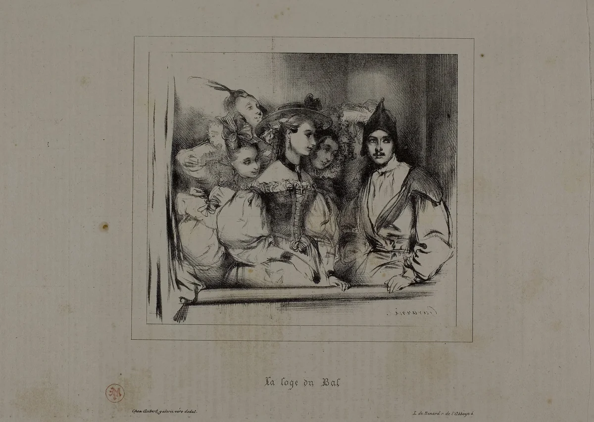 Theatre-Box at the Ball by Paul Gavarni, print, 1834