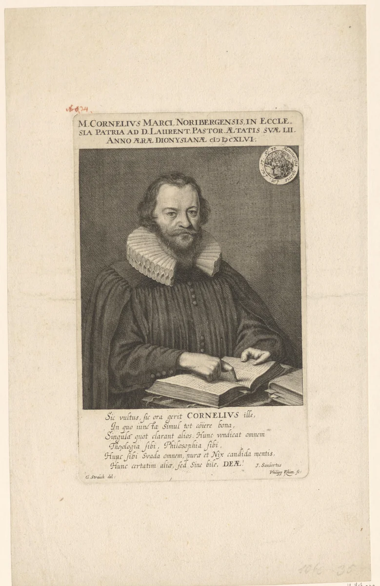 Portret van Johann Molitor by Philipp Kilian, print, 1638-1693