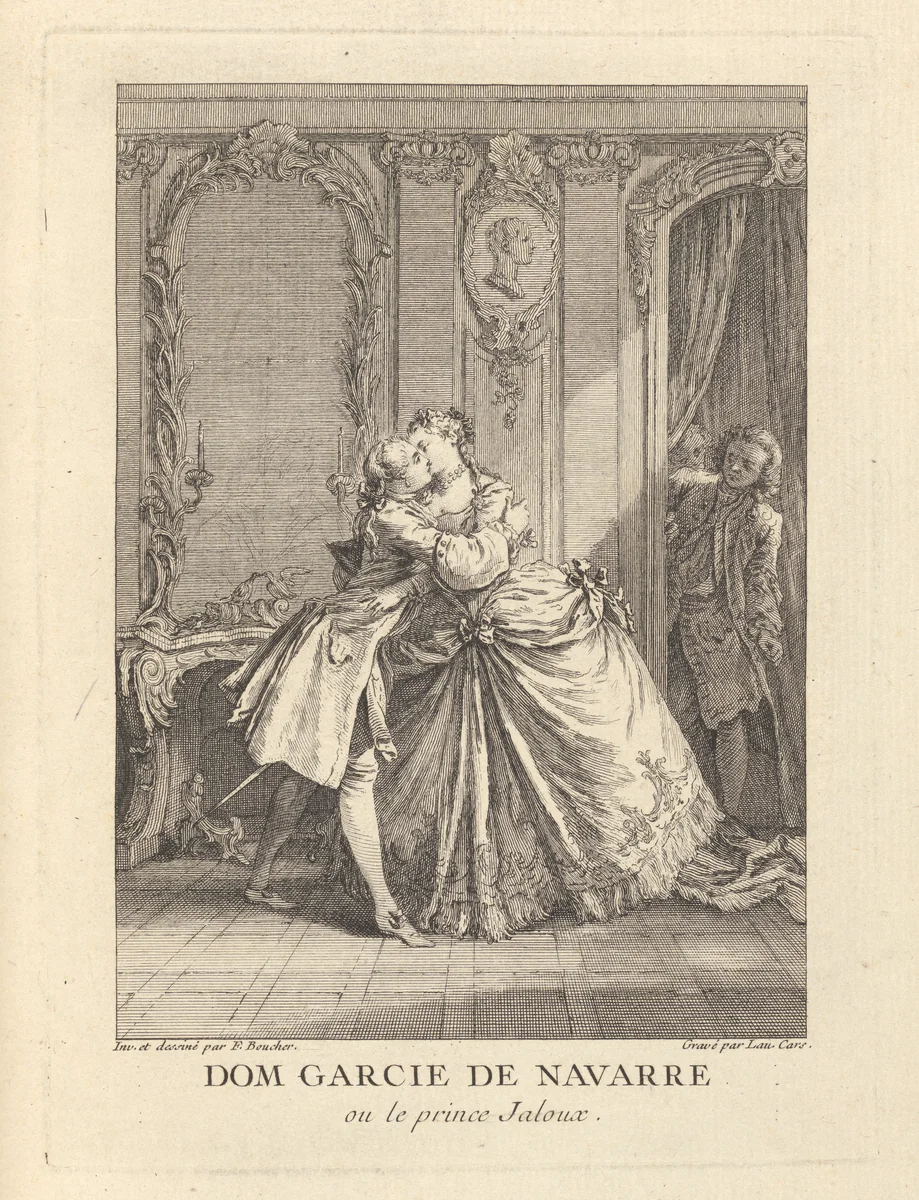 Dom Garcie de Navarre ou le prince Jaloux, from "Gravures de Boucher pour les Oeuvres de Molière" [Figures de Boucher pour Molière] by Laurent Cars, print, 1734-1770