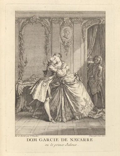 Dom Garcie de Navarre ou le prince Jaloux, from "Gravures de Boucher pour les Oeuvres de Molière" [Figures de Boucher pour Molière] by Laurent Cars, print, 1734-1770