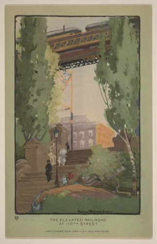 The Elevated Railroad at 110th Street by Rachael Robinson Elmer, print, 1914