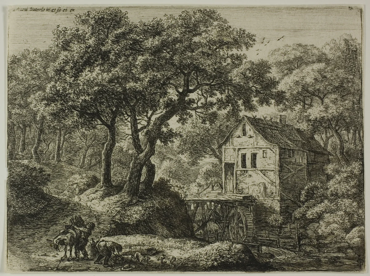 The Mill in the Wood by Anthonie Waterloo, print, 1630-1690