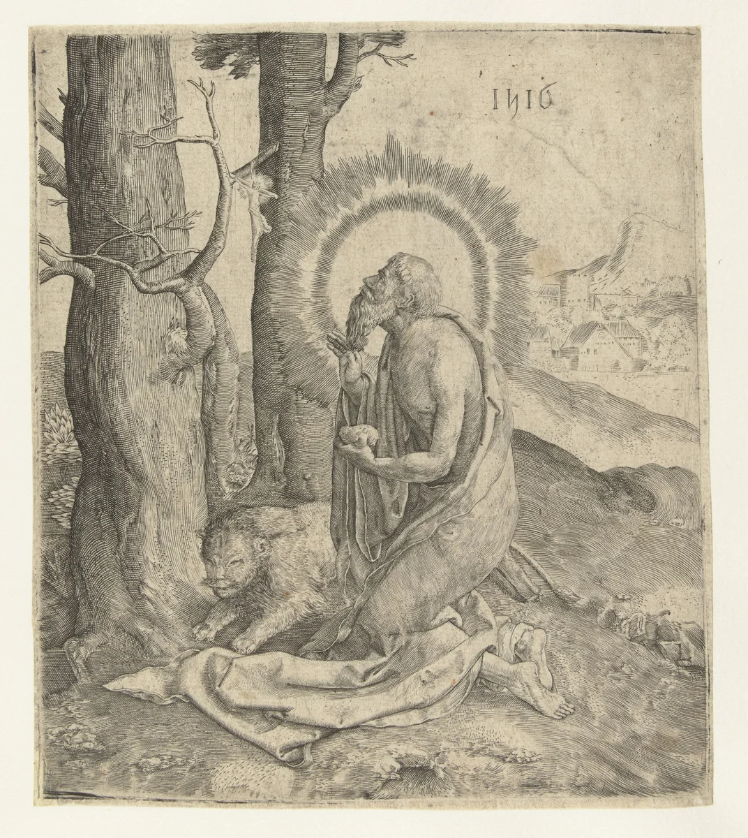 De heilige Hieronymus by anonymous, print, 1516-1583
