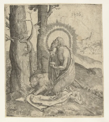 De heilige Hieronymus by anonymous, print, 1516-1583