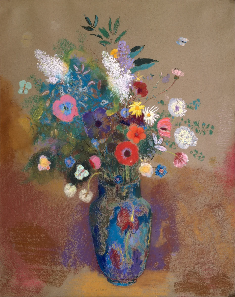 Bouquet of Flowers by Odilon Redon, drawing, 1900-1905