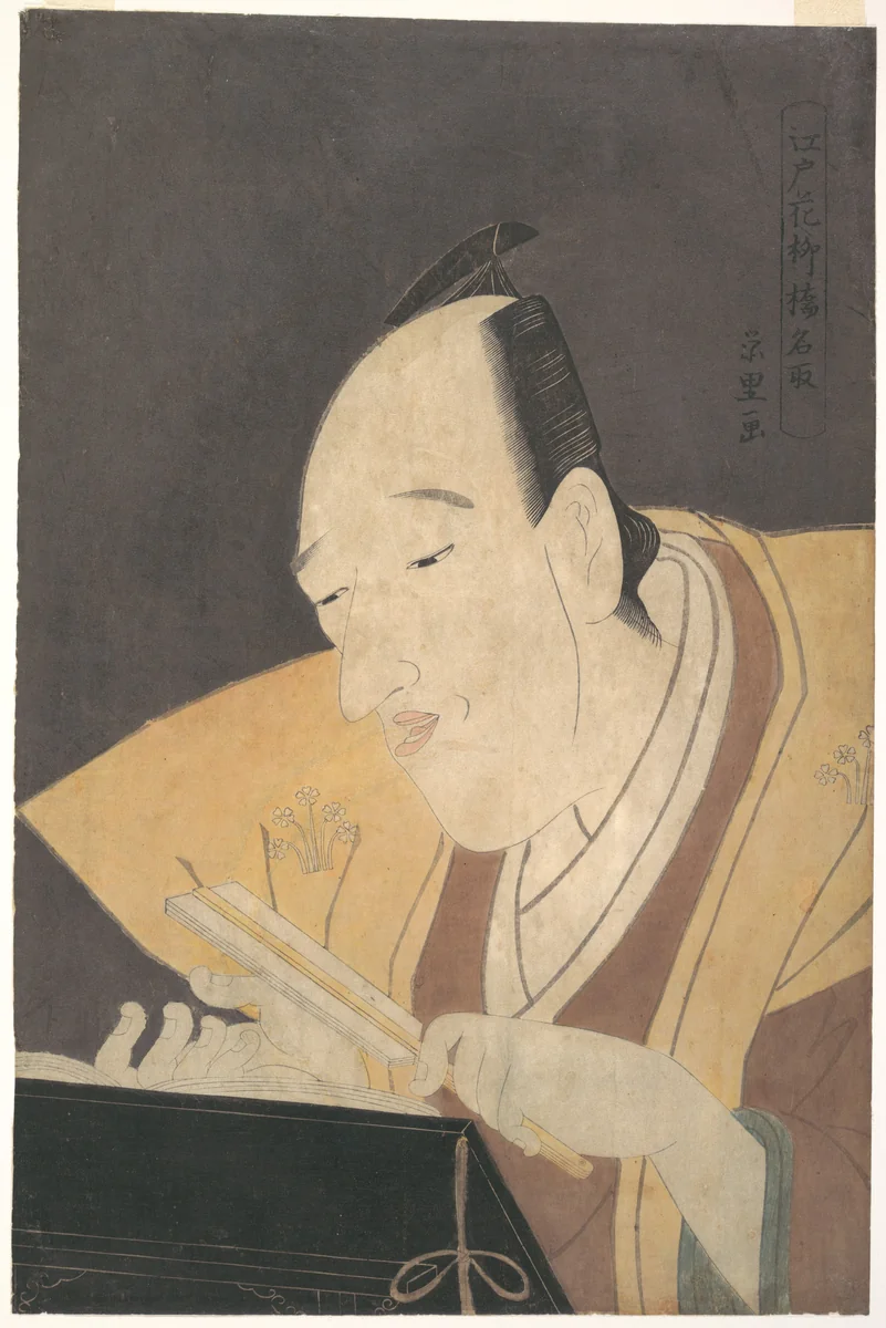 The Jo-ruri Narrator Tomimoto Buzendaya by Chōkyōsai Eiri (鳥橋斎栄里), print, 1785-1805
