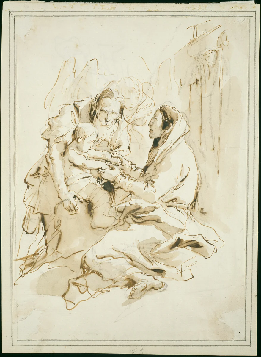 The Holy Family, Saint Joseph with a Book by Giovanni Battista Tiepolo, drawing, 1750-1759