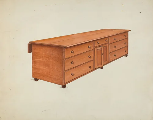 Shaker Tailor's Work Bench by Ray Holden, index of american design, 1936