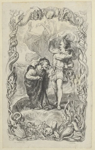 Illustration to the Tempest: Caliban, Ferdinand and Ariel by Charles Gray, print, 1836
