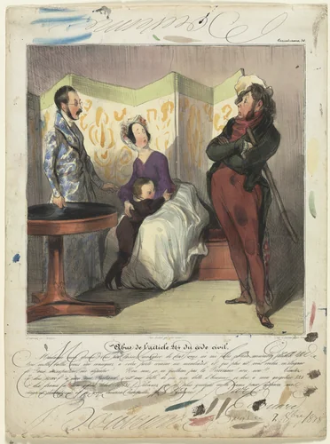 Breach of Article 24 of the Civil Code by Honoré Daumier, print, 1837