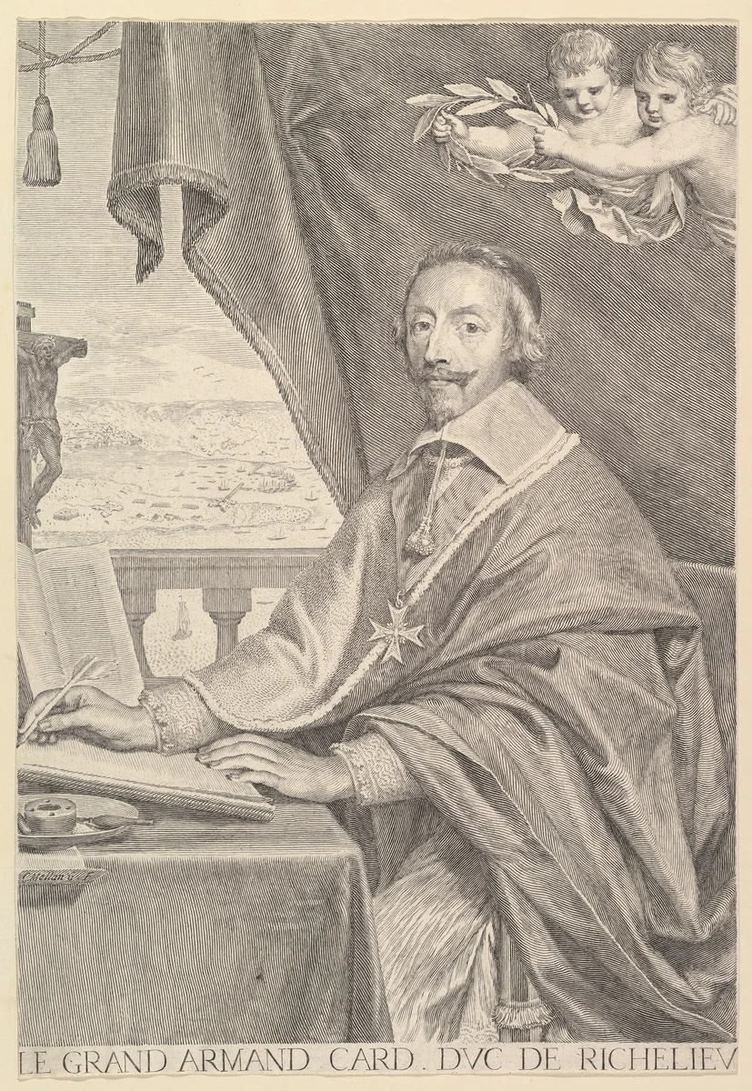 Portrait of Cardinal Richelieu by Claude Mellan, print, 1651