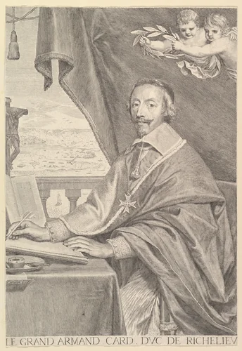 Portrait of Cardinal Richelieu by Claude Mellan, print, 1651