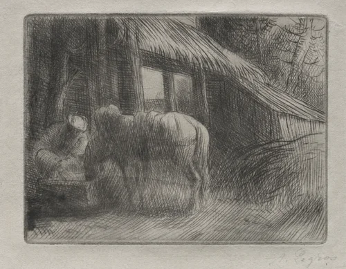 The Watering Place (2nd Plate) by Alphonse Legros, print, 1857-1911