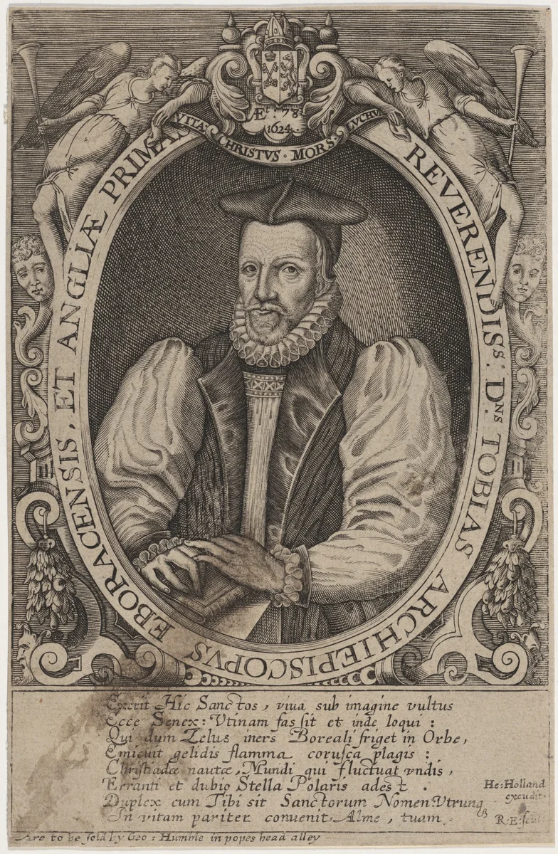 Tobias Matthew, Archbishop of York by Renold Elstrack, print, 1571-1625