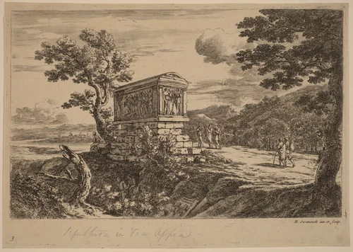 The Antique Sarcophagus by Herman van Swanevelt, print, 1600-1699