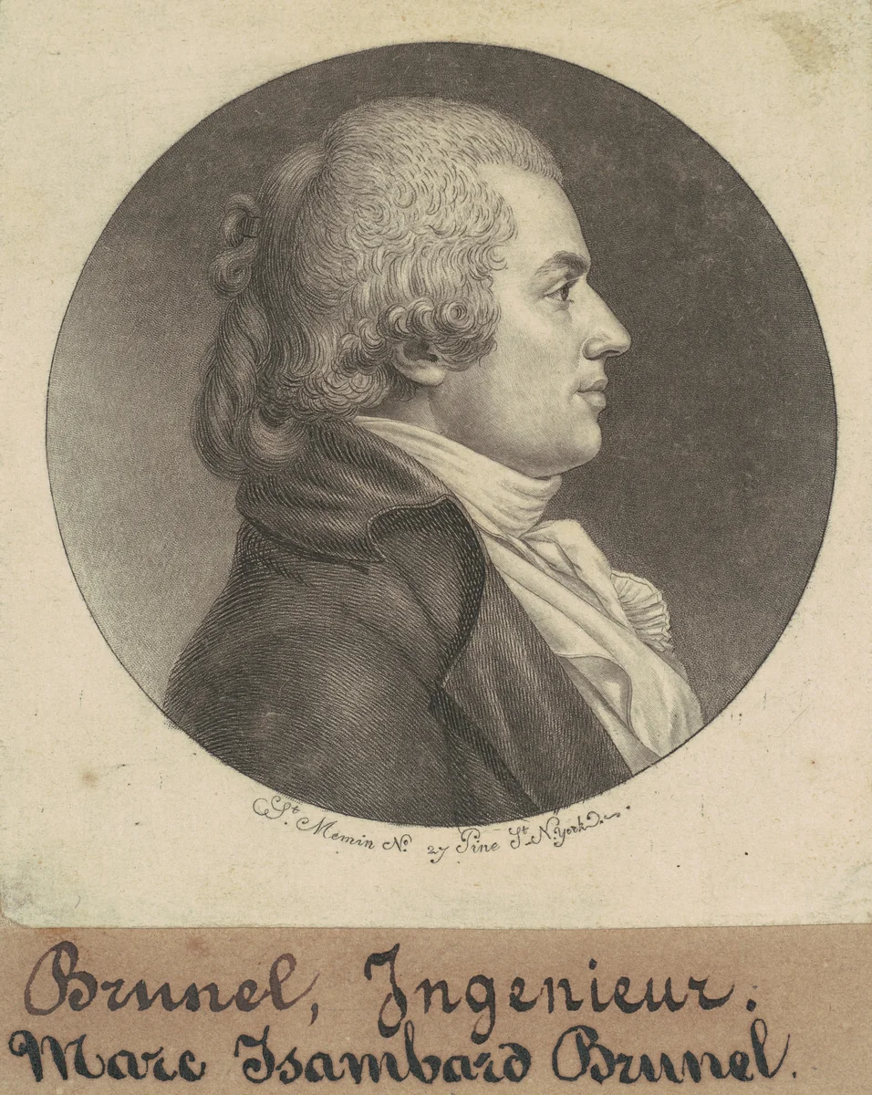 Marc Isambard Brunel by Charles B. J. Févret de Saint-Mémin, print, 1798