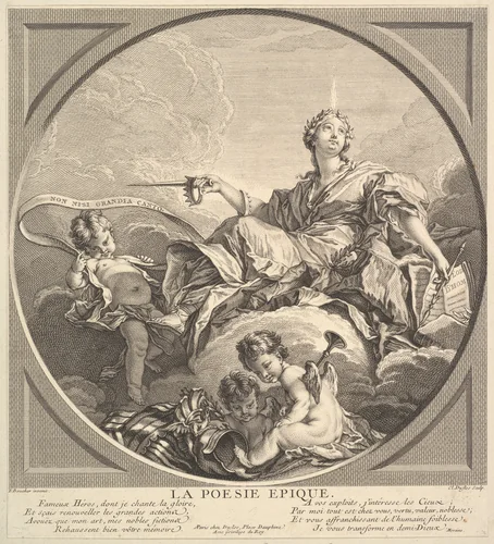 Epic Poetry by Claude Augustin Duflos le Jeune, print, 1736-1746