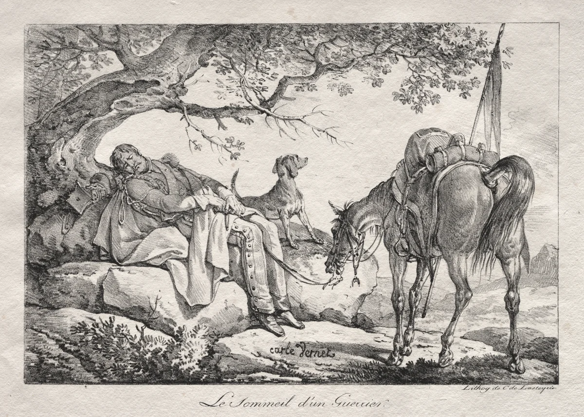 The Sleeping Soldier by Carle Vernet, print, 1815-1825