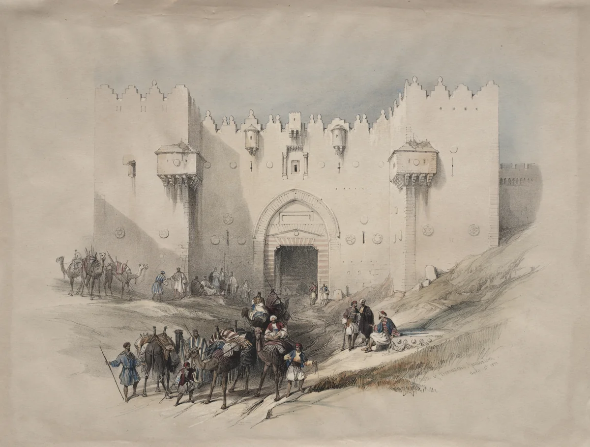 Gate of Damascus, Jerusalem by David Roberts, print, 1839
