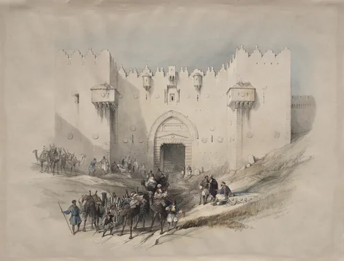 Gate of Damascus, Jerusalem by David Roberts, print, 1839