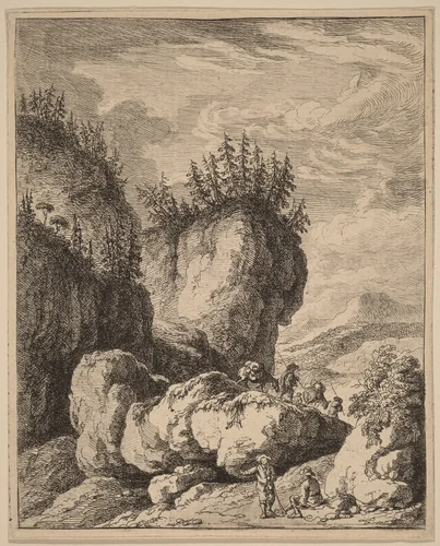 The Road Crossing Mount Praco, from Ricci to Genoa by Franz Edmund Weirotter, print, 1764