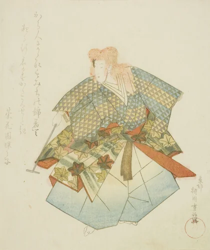 Dancer in Momijigari, from an untitled series of nerimono festival dancers by Yanagawa Shigenobu (柳川重信), print, 1818-1828