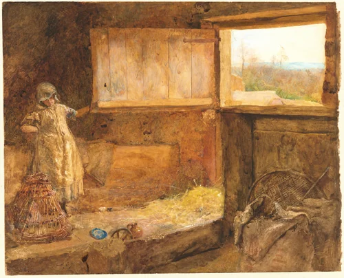 The Hayloft by John William North, drawing, 1867