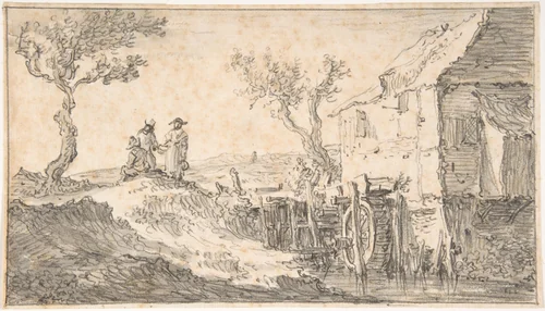 The Water Mill by Jan van Goyen, drawing, 1610-1656