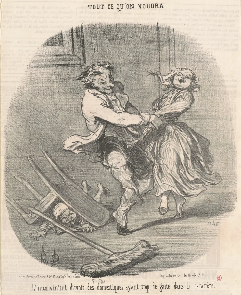 L'inconvénient d'avoir des domestiques ... by Honoré Daumier, print, 1852