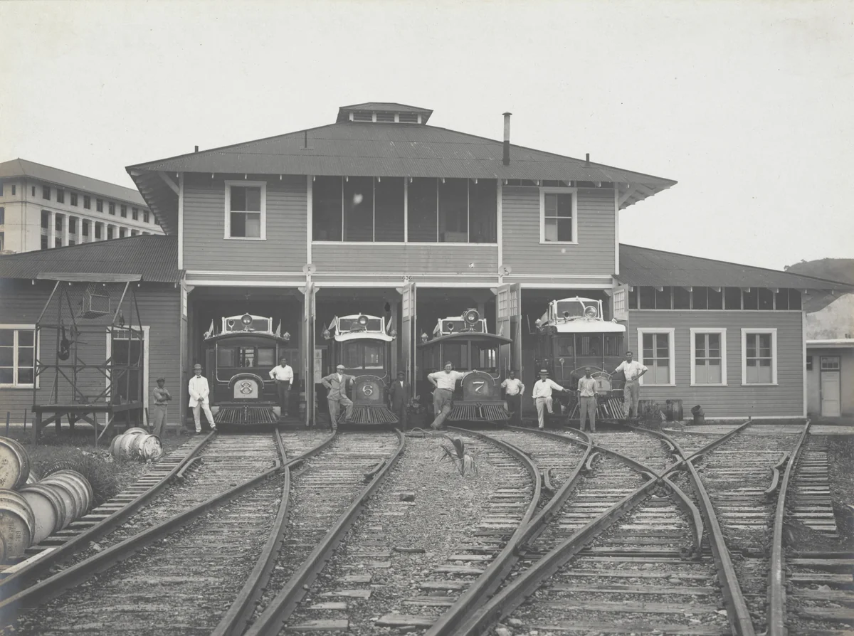 Panama Canal. Motor cars. Chauffeurs and garage. Balboa, Canal Zone by Unidentified Photographer, photograph, 1915