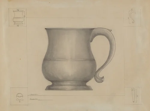Pewter Mug by Henry Meyers, index of american design, 1936
