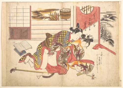 Bedroom Scene by Okumura Masanobu (奥村政信), print, 1729-1749