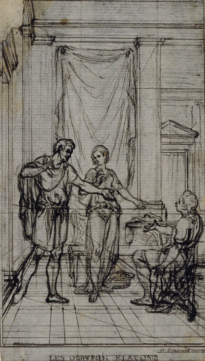 Study for Vignette in Jean François Marmontel's "Contes Moraux" by Hubert François Gravelot, drawing, 1753-1773
