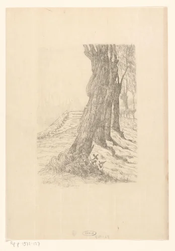 Bomenrij bij een duin by Maurits van der Valk, print, 1867-1935