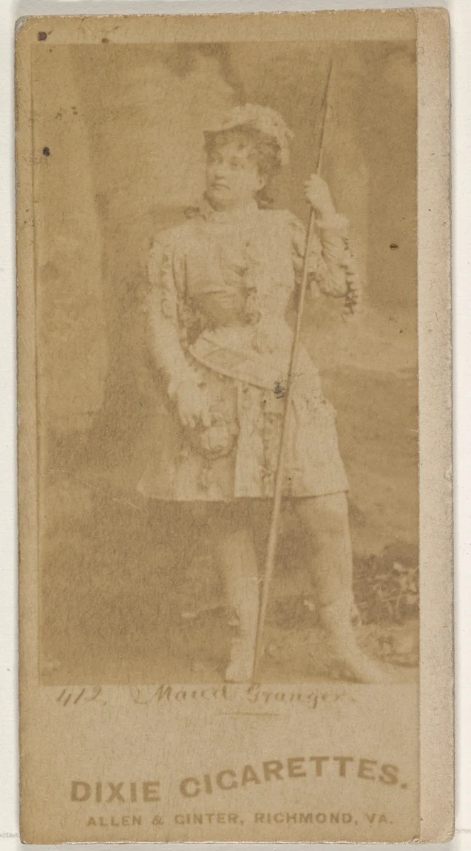 Card 412, Maud Granger, from the Actors and Actresses series (N45, Type 1) for Dixie Cigarettes by Allen & Ginter, photograph, 1885-1891