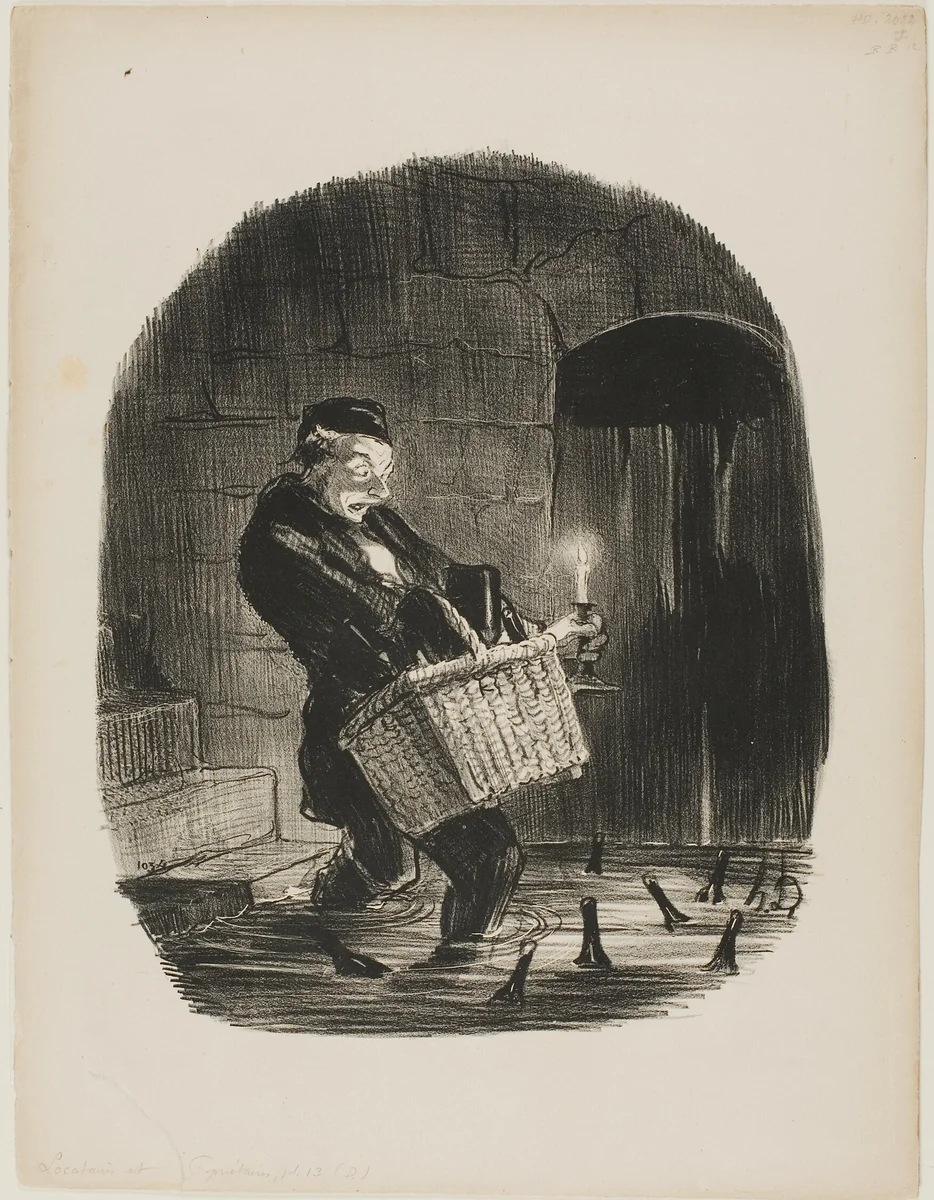 It is Inconvenient to Rent an Apartment Close to the River, plate 13 from Locataires et Propriétaires by Honoré-Victorin Daumier, print, 1847