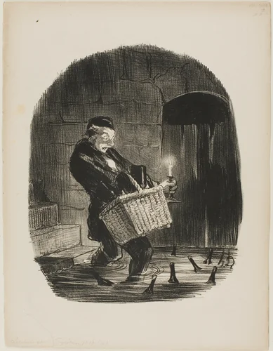 It is Inconvenient to Rent an Apartment Close to the River, plate 13 from Locataires et Propriétaires by Honoré-Victorin Daumier, print, 1847