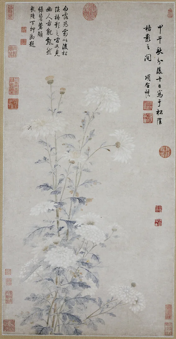White Chrysanthemums by Xiang Shengmo, painting, 1654