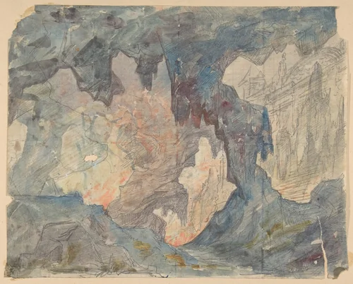 Design for a Stage Set at the Opéra, Paris by Eugène Cicéri, drawing, 1830-1890