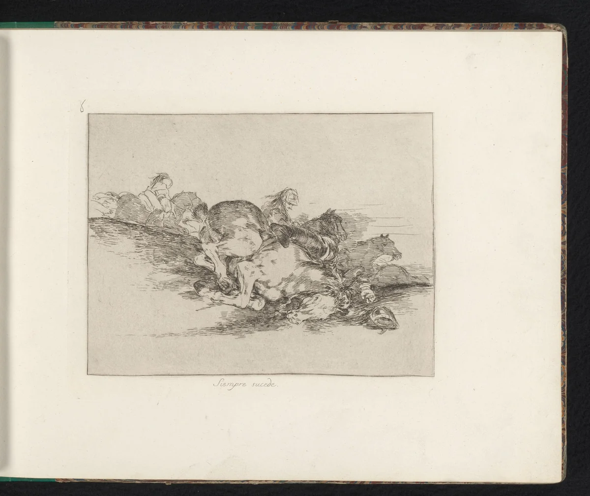 Gevallen cavalerist onder zijn paard bekneld by Francisco de Goya, book, 1810-1820