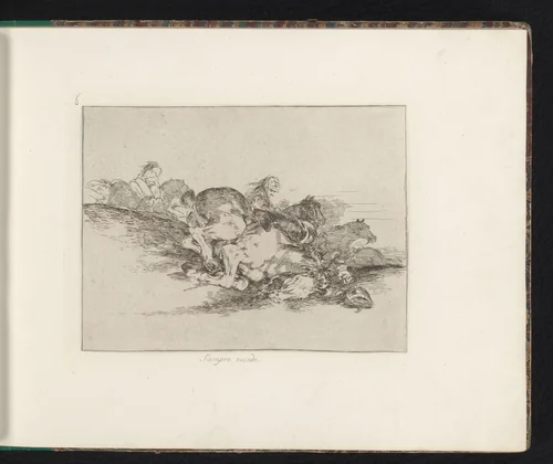 Gevallen cavalerist onder zijn paard bekneld by Francisco de Goya, book, 1810-1820