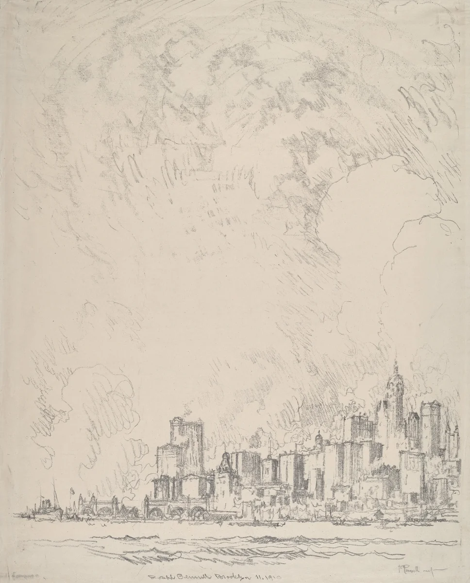 New York from Brooklyn by Joseph Pennell, print, 1910